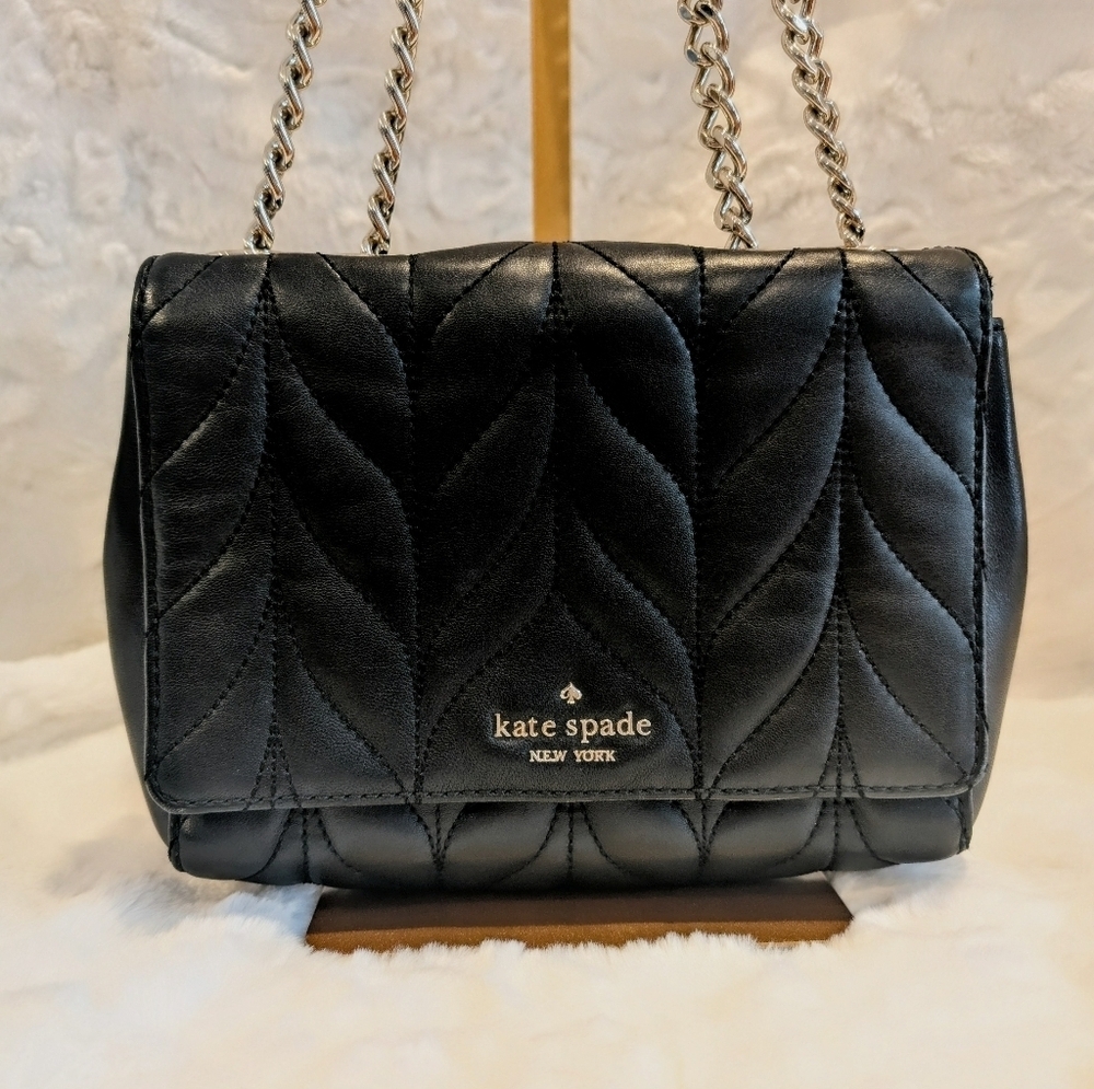 Kate Spade Black Leaf-Pattern Crossbody Bag